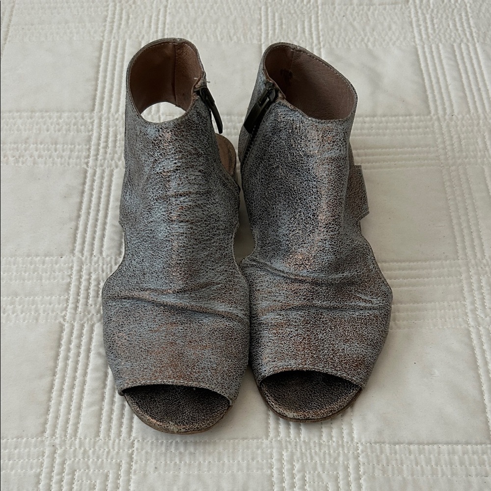 Sundance Gray Peep-Toe Mule Sandals